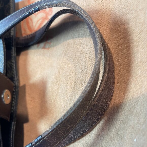 Loewe Vintage Canvas and Leather Anagram Tote - Dark Brown and Black - Preowned - Picture 7 of 15